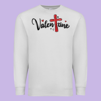 Valentine Cross Glitter Premium Sweatshirt Designed By Maliassmallbusiness