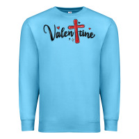 Ocean Blue valentine cross glitter Premium Sweatshirt - MaliasSmallBusiness