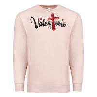 Pale Pink valentine cross glitter Premium Sweatshirt - MaliasSmallBusiness