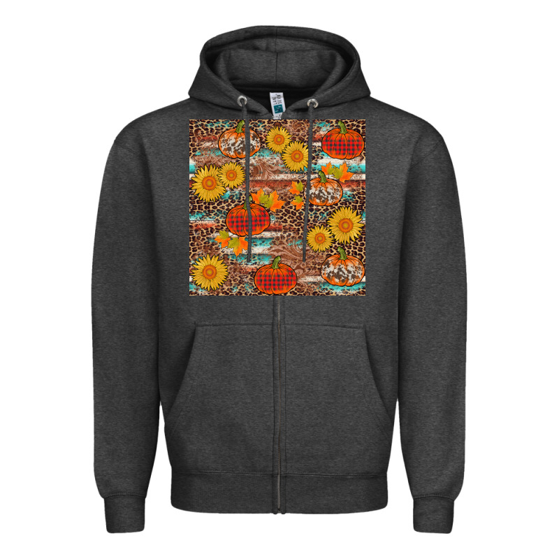 Pumpkin Plaid Sunflower Seamless Min Zipper Hoodie by AdoDesignShop | Teevron