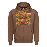 Chestnut pumpkin plaid sunflower seamless min Zipper Hoodie - AdoDesignShop
