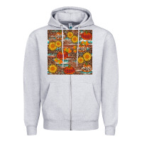Heather Grey pumpkin plaid sunflower seamless min Zipper Hoodie - AdoDesignShop