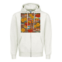 Oatmeal Heather pumpkin plaid sunflower seamless min Zipper Hoodie - AdoDesignShop