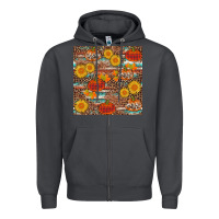Smoke pumpkin plaid sunflower seamless min Zipper Hoodie - AdoDesignShop