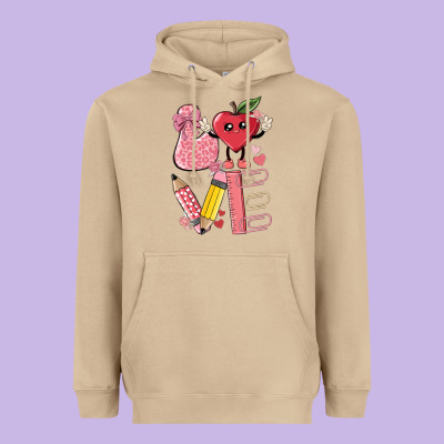 Love Teacher Heavyweight Hoodie Designed By Maliassmallbusiness