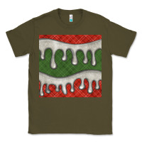 Army Green christmas plaid and white glitter snow seamless pattern Classic Tee - BundleAndBundleShop