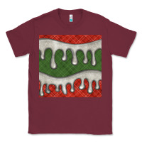 Burgundy christmas plaid and white glitter snow seamless pattern Classic Tee - BundleAndBundleShop
