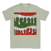 Matcha christmas plaid and white glitter snow seamless pattern Classic Tee - BundleAndBundleShop