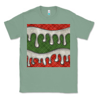 Sage christmas plaid and white glitter snow seamless pattern Classic Tee - BundleAndBundleShop
