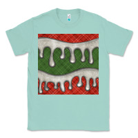 Seafoam christmas plaid and white glitter snow seamless pattern Classic Tee - BundleAndBundleShop
