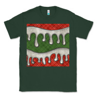 Sports Green christmas plaid and white glitter snow seamless pattern Classic Tee - BundleAndBundleShop