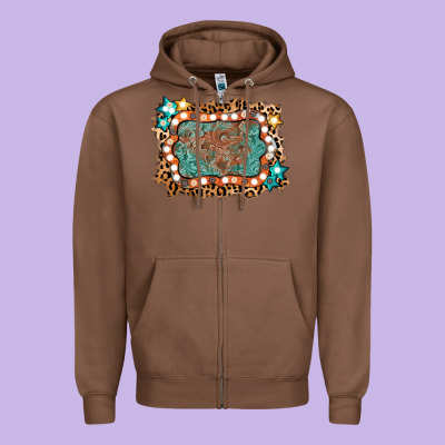 Light Western Frame Zipper Hoodie Designed By Adodesignshop