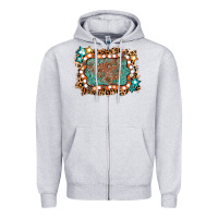 Heather Grey light western frame Zipper Hoodie - AdoDesignShop