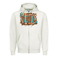 Oatmeal Heather light western frame Zipper Hoodie - AdoDesignShop