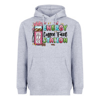 Heather Grey energy coffee fuel station Heavyweight Hoodie - MaliasSmallBusiness