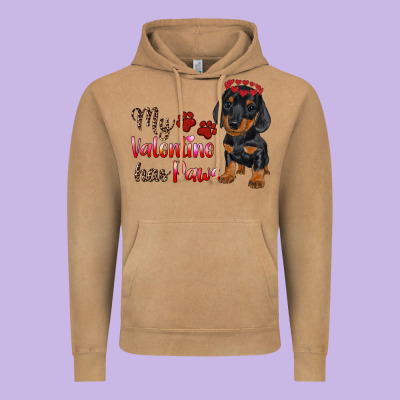My Valentine Has Paws Vintage Hoodie Designed By Ranaportraitstore