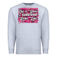 Heather Grey This is what a survivor looks like Breast Cancer Premium Sweatshirt - NancyCooperArtShop
