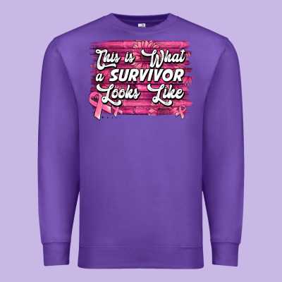 This Is What A Survivor Looks Like Breast Cancer Premium Sweatshirt Designed By Nancycooperartshop