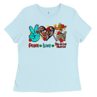 Baby Blue peace love dia de los muertos Ladies Tee - AdoDesignShop