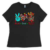 Black peace love dia de los muertos Ladies Tee - AdoDesignShop