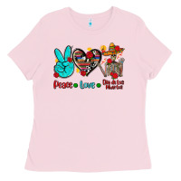 Bubblegum Pink peace love dia de los muertos Ladies Tee - AdoDesignShop