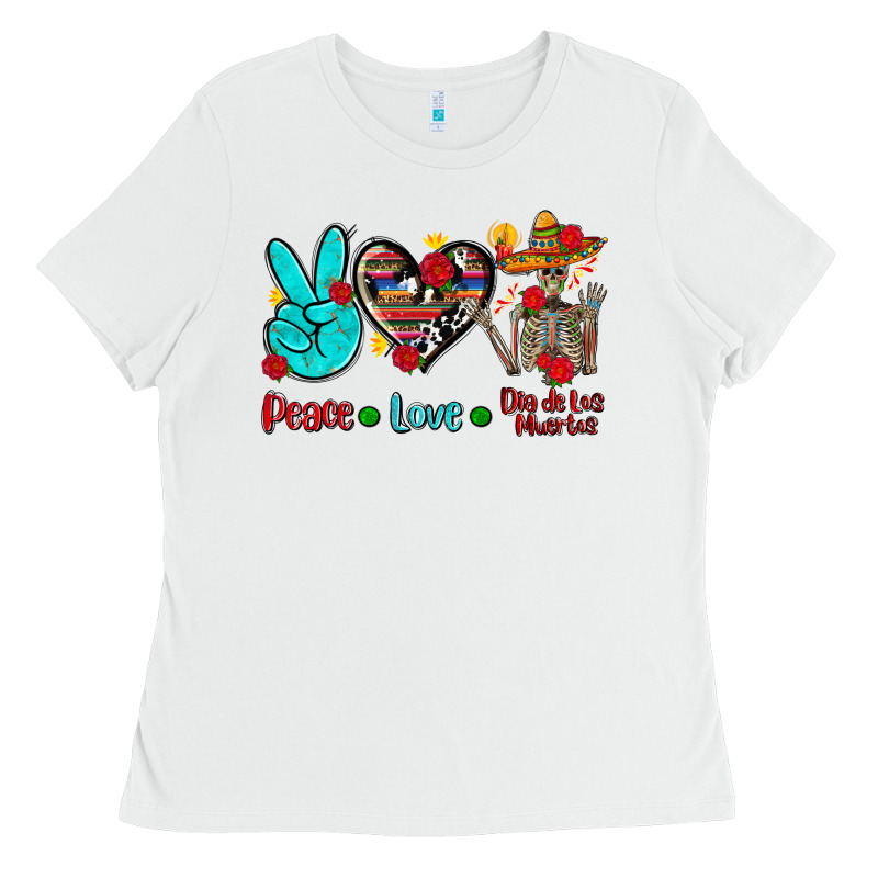 Peace Love Dia De Los Muertos Ladies Tee by AdoDesignShop | Teevron