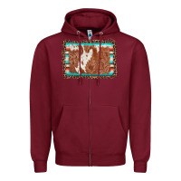 Burgundy leopard serape cowhide  leather background Zipper Hoodie - AdoDesignShop