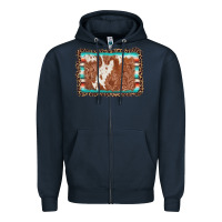 Navy leopard serape cowhide  leather background Zipper Hoodie - AdoDesignShop