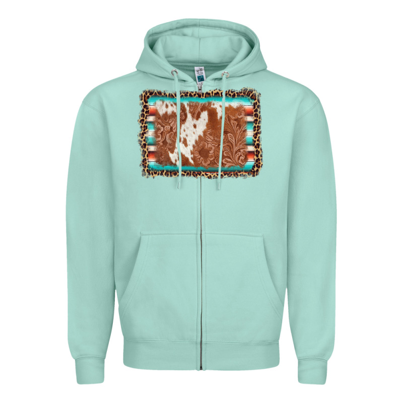 Leopard Serape Cowhide  Leather Background Zipper Hoodie by AdoDesignShop | Teevron