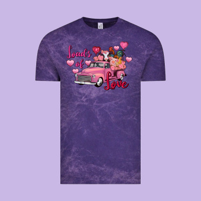 Loads Of Love Valentine's Day Farm Truck Vintage Tee Designed By Fadigitalartstudio