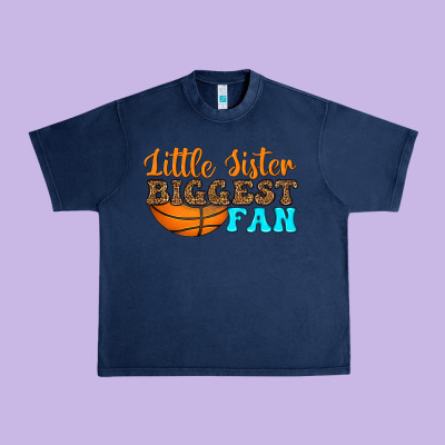 Little Sister Biggest Fan Urban Heavy Tee Designed By Hra Design Shop