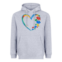 Heather Grey autism heart Heavyweight Hoodie - MaliasSmallBusiness