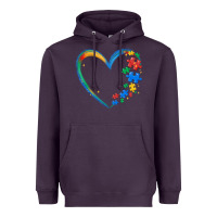 Plum autism heart Heavyweight Hoodie - MaliasSmallBusiness