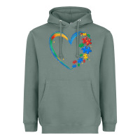 Sage autism heart Heavyweight Hoodie - MaliasSmallBusiness