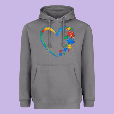 Autism Heart Heavyweight Hoodie Designed By Maliassmallbusiness