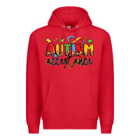 Red autism acceptance Premium Hoodie - LillyAllenDesigns