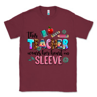 Burgundy this teacher wears her heart on sleeve Classic Tee - AdoDesignShop