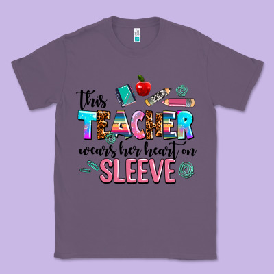 This Teacher Wears Her Heart On Sleeve Classic Tee Designed By Adodesignshop