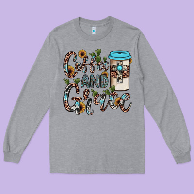 Coffee And Grace Long Sleeve Tee Designed By Jahusdesignshop