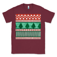 Burgundy christmas trees hand drawn seamless pattern Classic Tee - BundleAndBundleShop