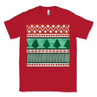 Red christmas trees hand drawn seamless pattern Classic Tee - BundleAndBundleShop
