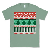 Sage christmas trees hand drawn seamless pattern Classic Tee - BundleAndBundleShop