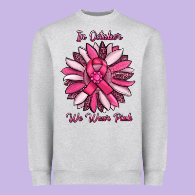 In October We Wear Pink Sunflower Heavyweight Sweatshirt Designed By Ranaportraitstore
