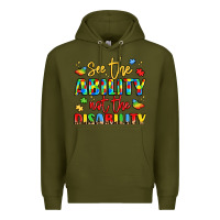 Army Green see the ability not the disability Premium Hoodie - LillyAllenDesigns
