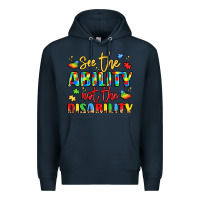 Navy see the ability not the disability Premium Hoodie - LillyAllenDesigns