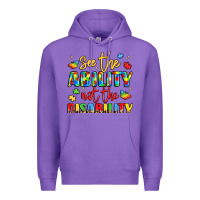 Purple see the ability not the disability Premium Hoodie - LillyAllenDesigns