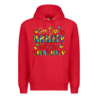 Red see the ability not the disability Premium Hoodie - LillyAllenDesigns