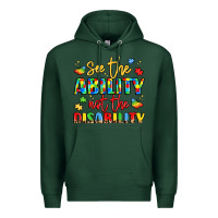 Sports Green see the ability not the disability Premium Hoodie - LillyAllenDesigns