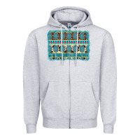 Heather Grey turquoise gemstone background Zipper Hoodie - AdoDesignShop