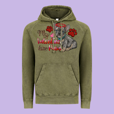My Valentine Has Paws French Bulldog Vintage Hoodie Designed By Ranaportraitstore